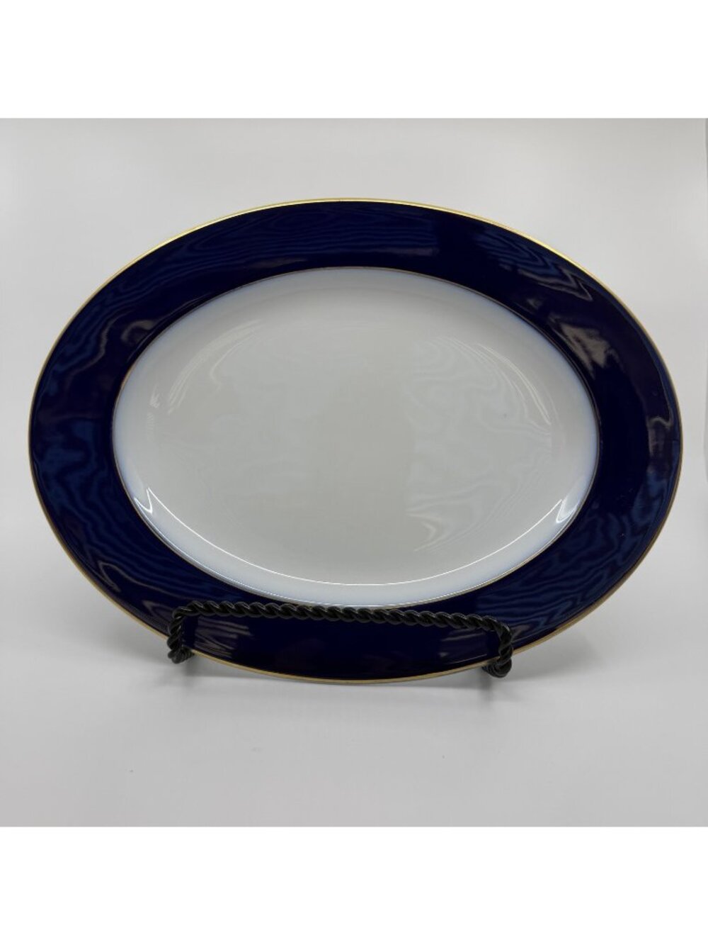 Rosenthal Classic Rose Cobalt Blue Gold Trim 11.25" Oval Serving Platter Germany